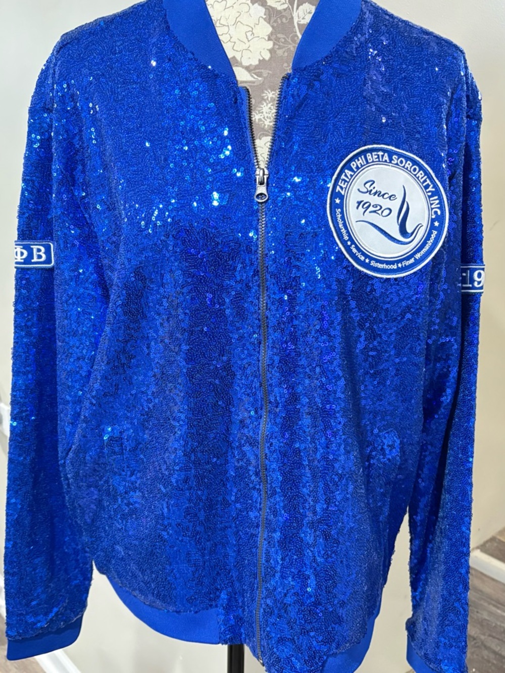 Royal Blue Sequin Bomber Jacket